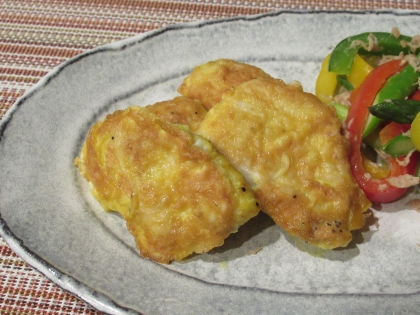 鶏ささみのカレー風味ピカタ