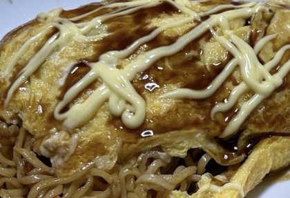 男の手料理ʘ⁠‿⁠ʘ牛脂で旨味UP⇧オムソバ