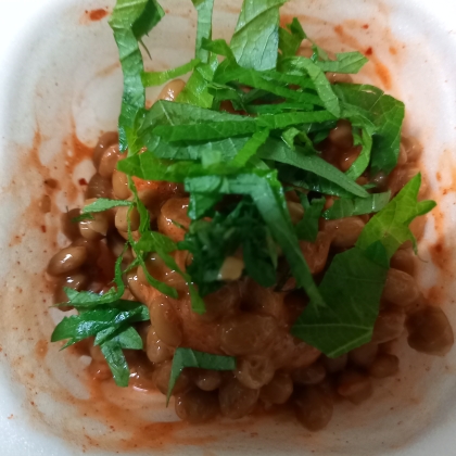 おつまみにᕷ*チャンジャと大葉のアレンジ納豆ꕤ୭*