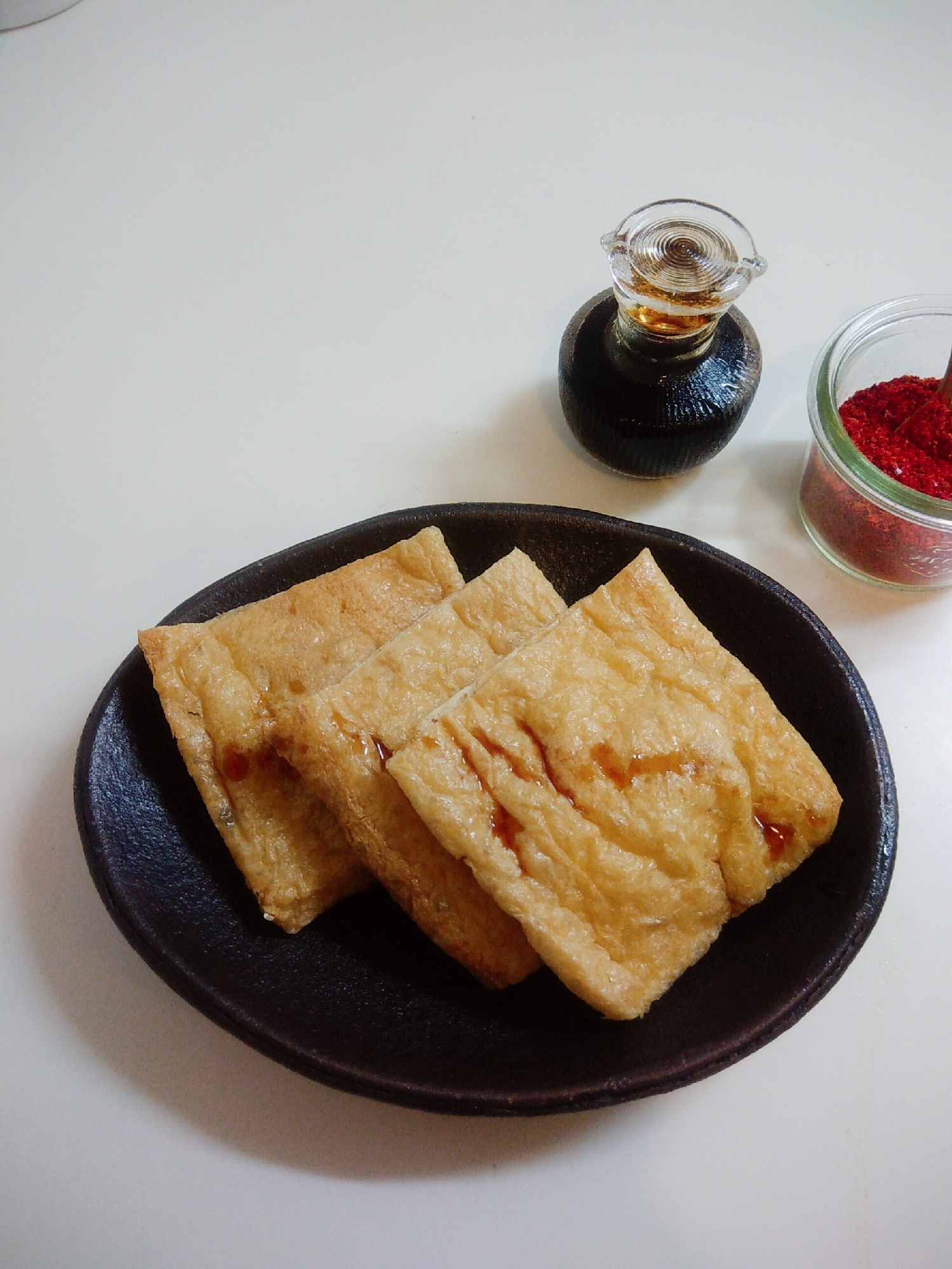 トースターで焼く　油揚げ　長ネギ　ピザチーズ