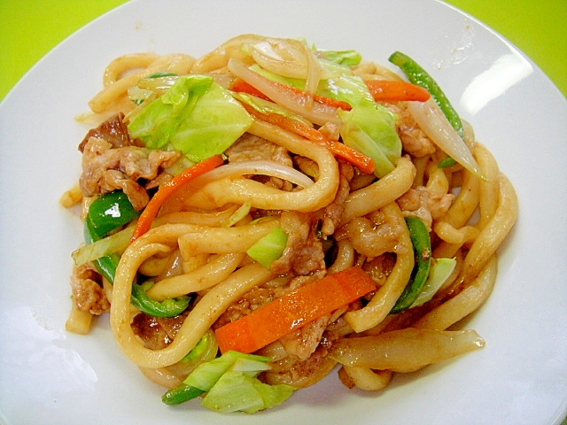 味噌ラーメンの素で味噌焼きうどん