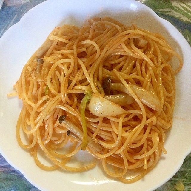 かぶとしめじのケチャップパスタ