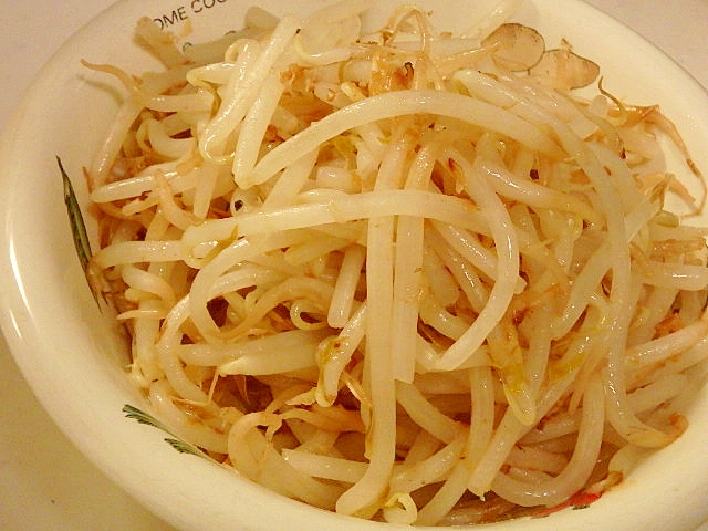 電子レンジで★包丁不使用★もやしのおかか和え