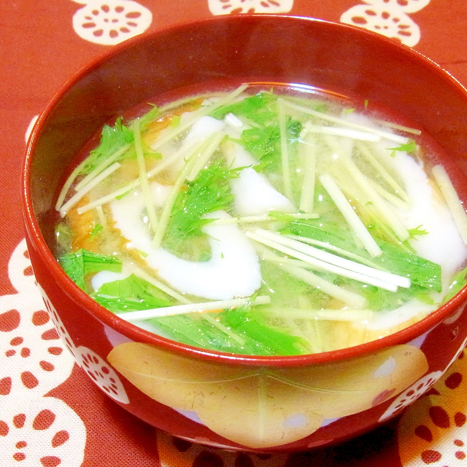 水菜と竹輪のお味噌汁