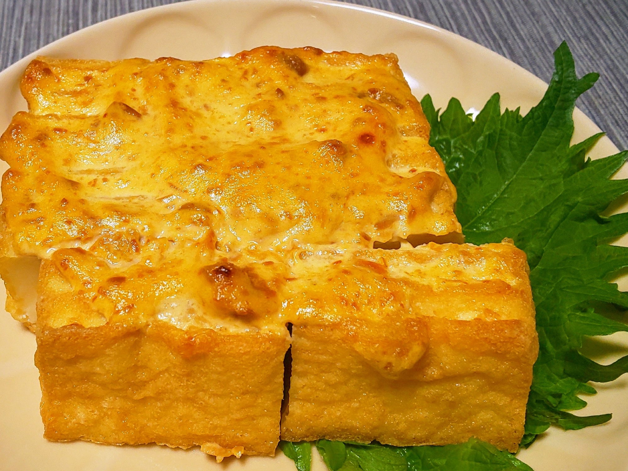 厚揚げのにんにく味噌マヨ焼き♪