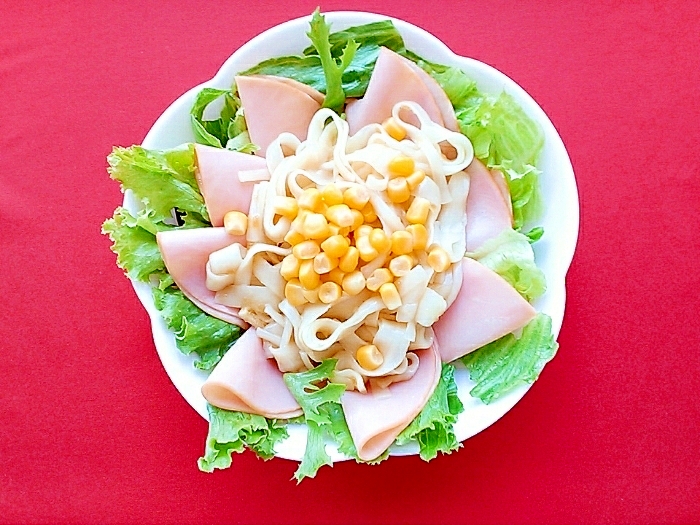 ふし麺のハムコーンサラダ