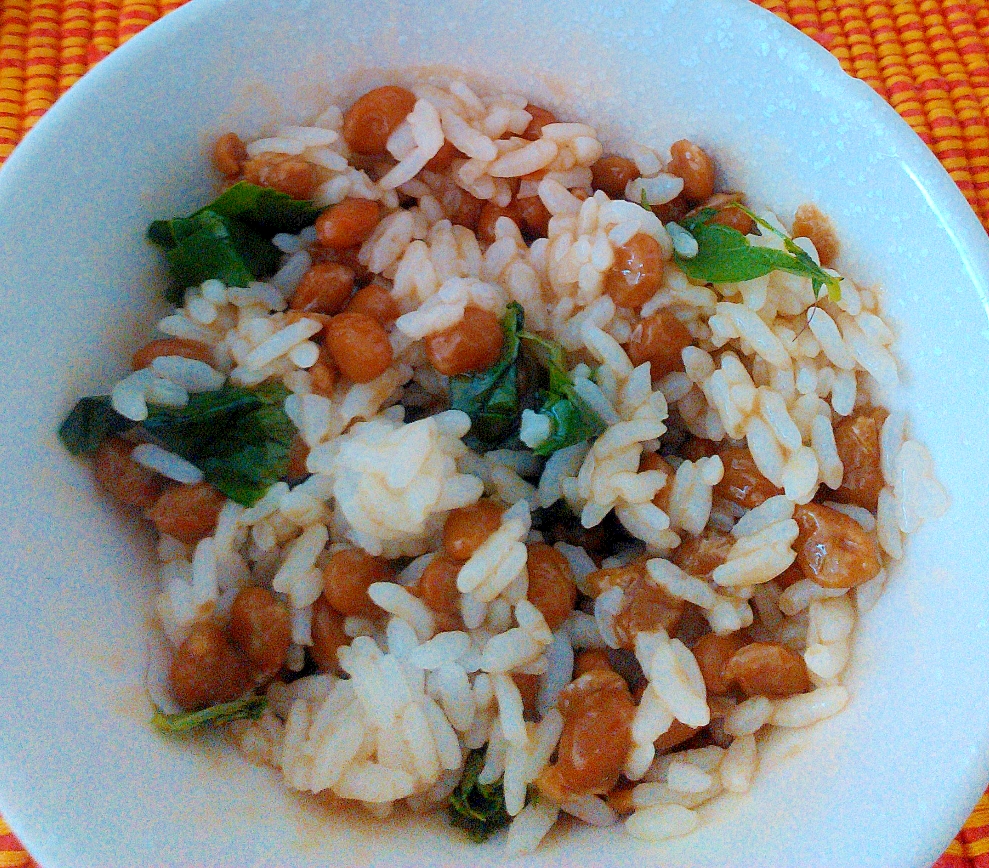 納豆と緑野菜のチャーハン