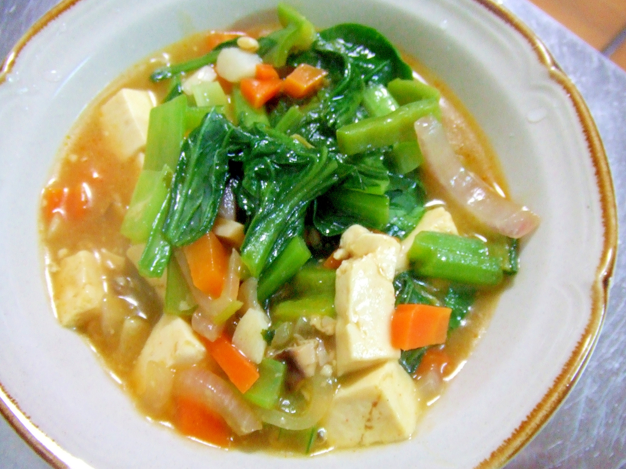 マーボー豆腐風スープ