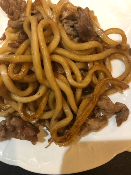 豚こまと白菜の焼きうどん