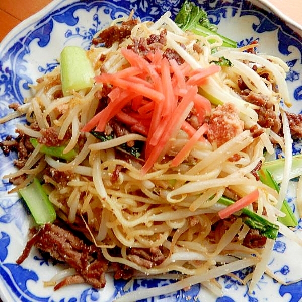 まな板なし5分!?+明太子❤もやし塩焼きそば♪