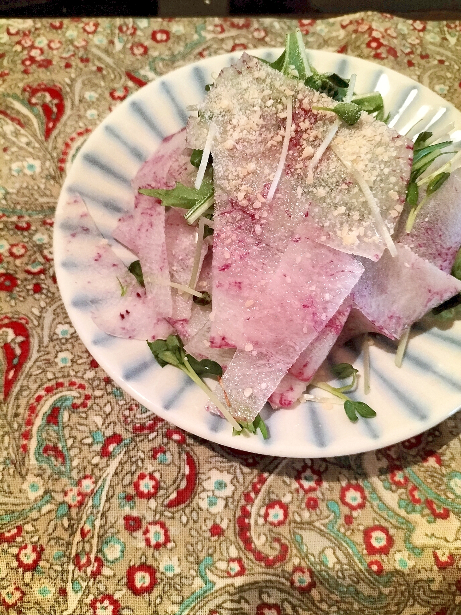 水菜と紫大根のチーズサラダ♪