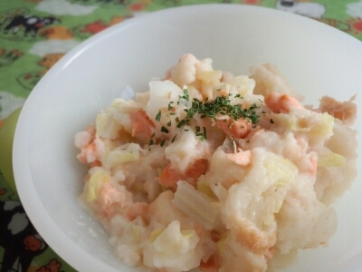 離乳食☆鮭と白菜のパングラタン