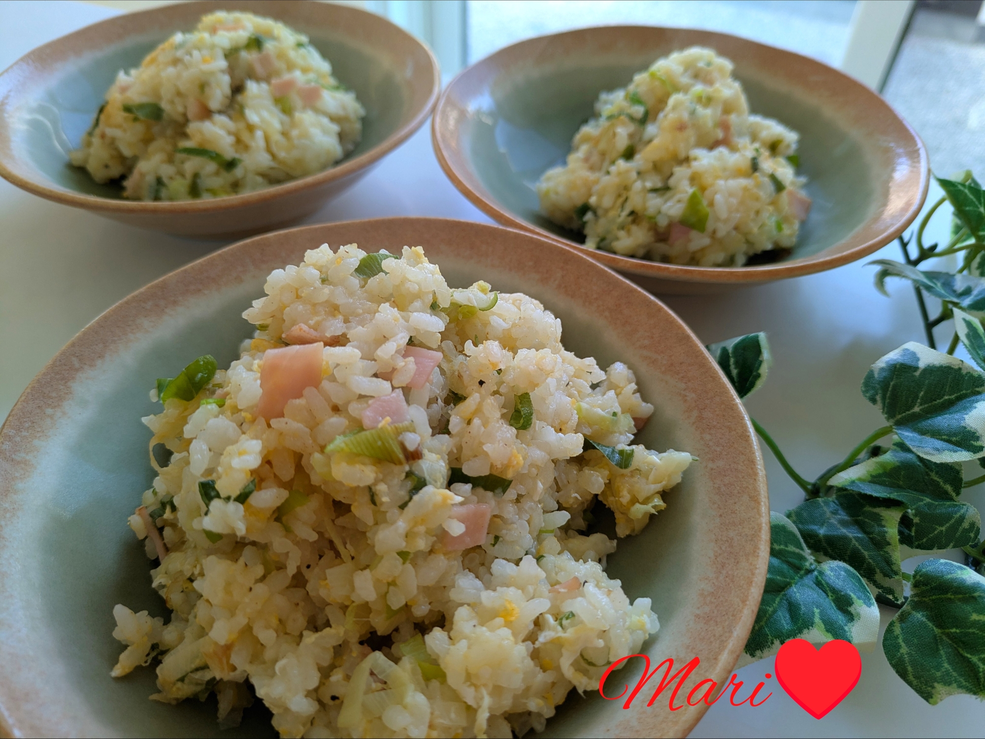 長葱とハムのチャーハン