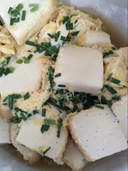 節約簡単！麺つゆで絹厚揚げの卵とじ