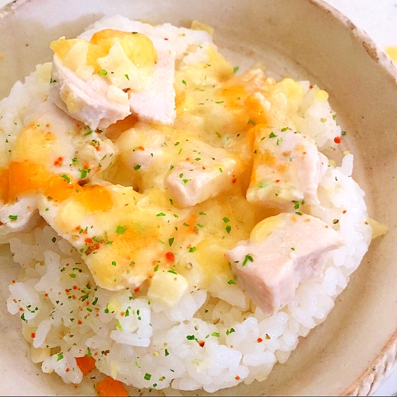 鶏ハムとチーズのご飯♡