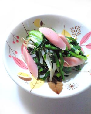 魚肉ソーセージ使用☆ニラともやしの炒め物