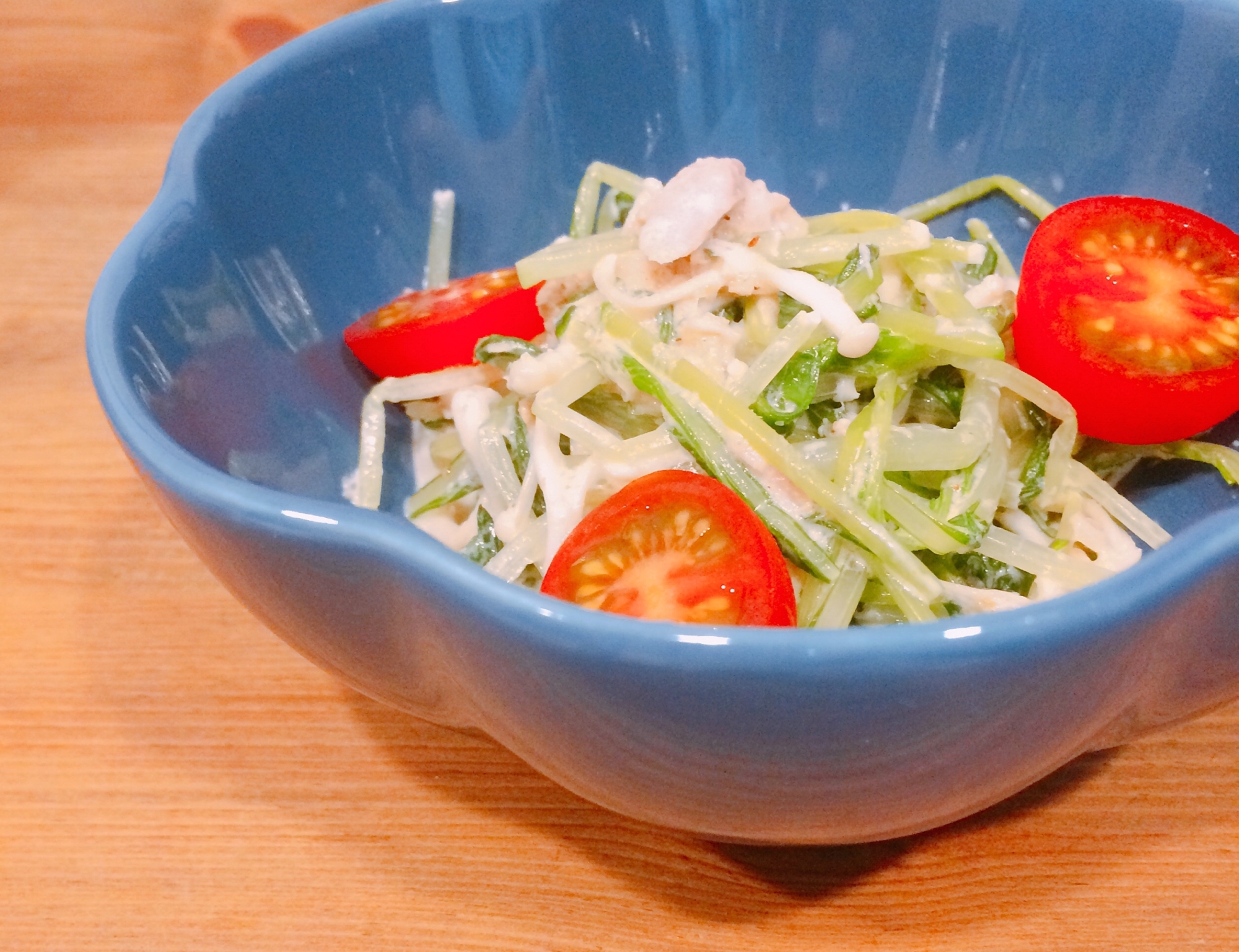 水菜と豆苗のマヨサラダ