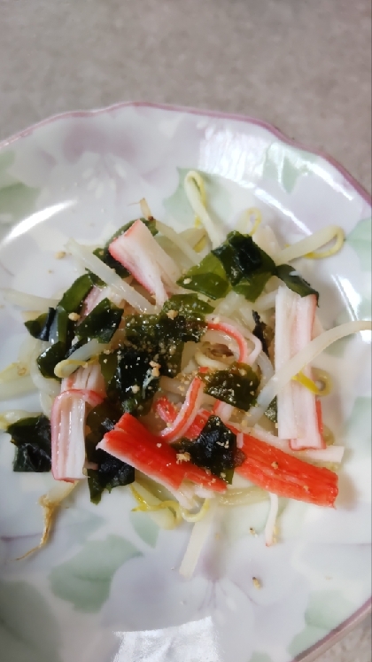 おつまみにᕷわかめとカニカマともやしのナムルꕤ୭*
