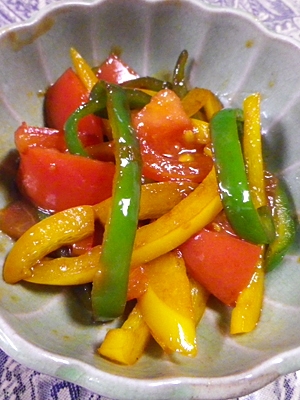 トマトパプリカピーマンのシンプル生姜炒め レシピ 作り方 By Leopoo 楽天レシピ