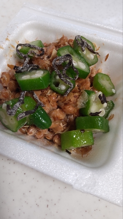 オクラと塩昆布のおかか納豆