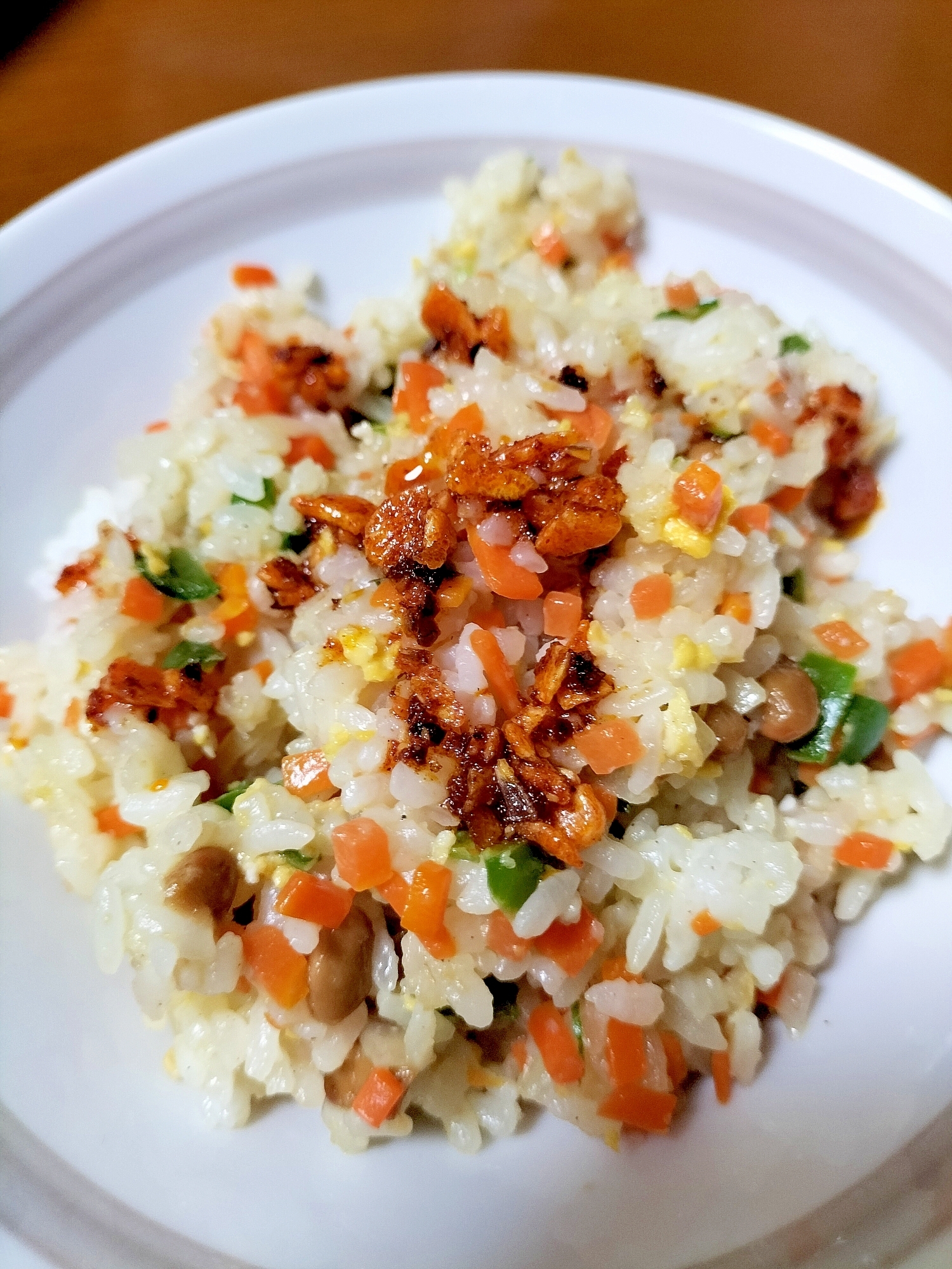 食べるラー油がけ納豆チャーハン