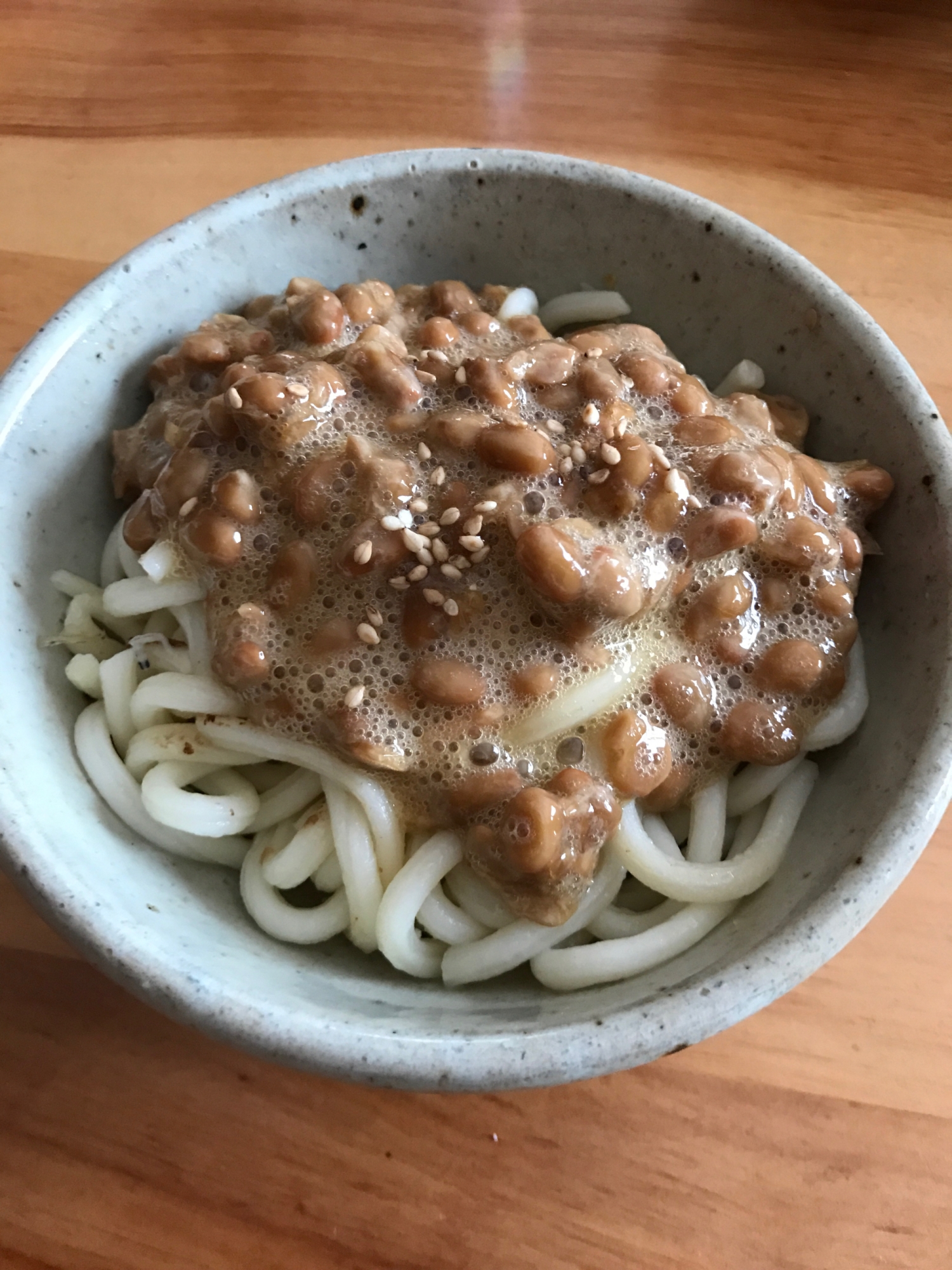 卵納豆がけじゃこ炒めうどん