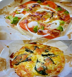 お家で手作りピザ♪野菜ピザとじゃがコーンピザの２種