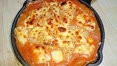 ケチャップで作る☆トマトチーズエッググラタン！！