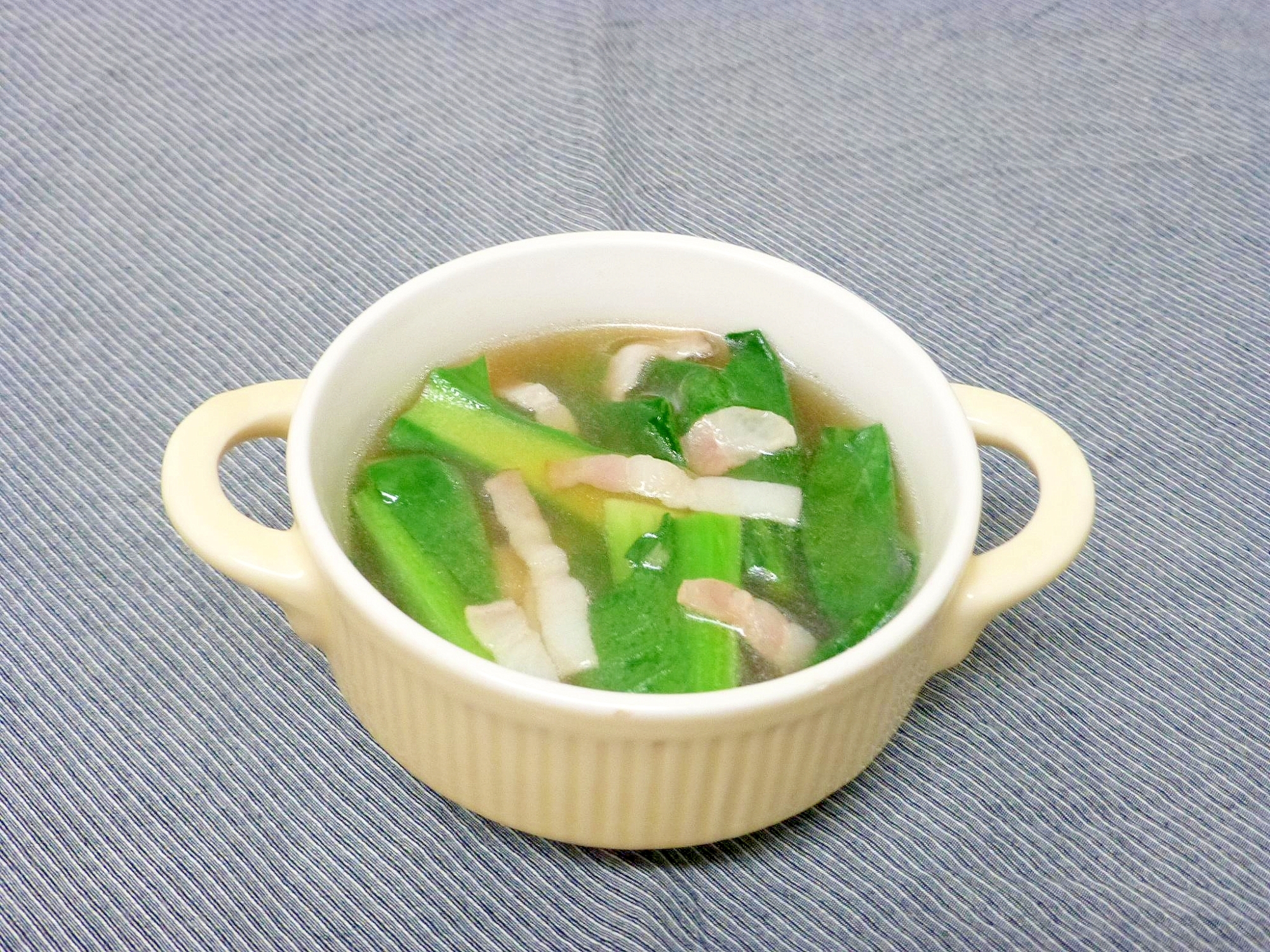 小松菜とベーコンのスープ