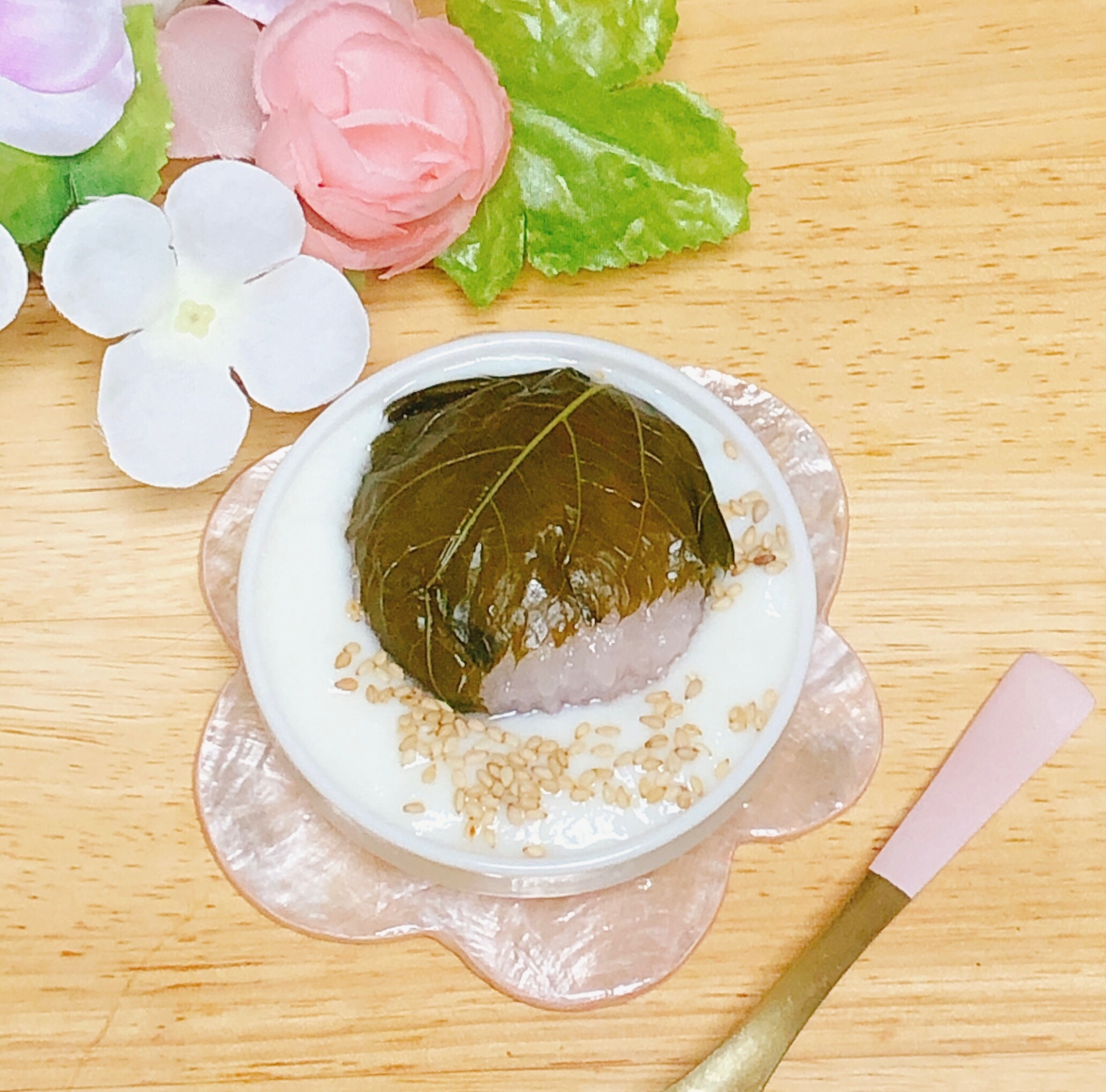 桜餅ごまヨーグルトෆ˚*