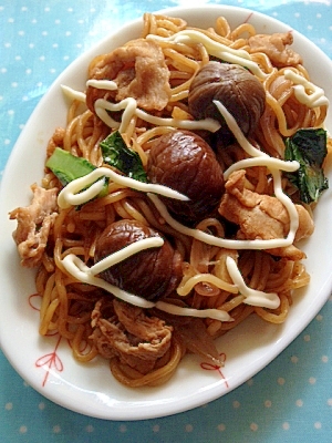 モンブランケーキ風!?栗焼きそば♪