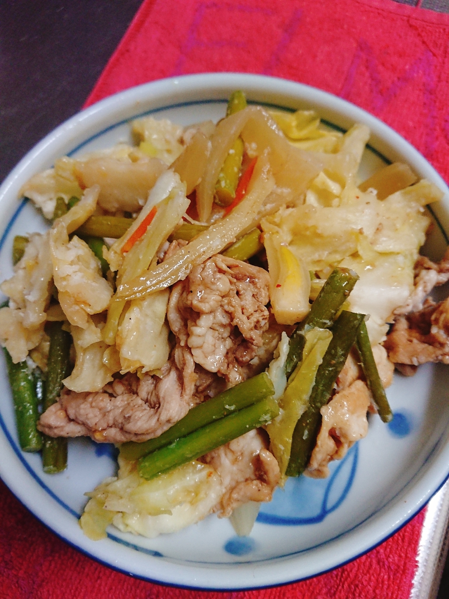 ニンニクの芽と豚肉の野菜炒め