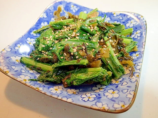 小松菜と高菜漬けのごま油炒め