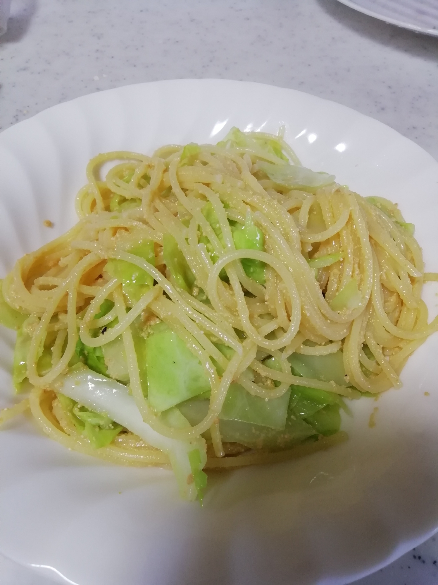 キャベツとたらこのパスタ