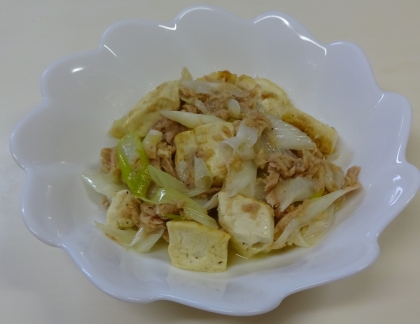 豆腐とツナとネギの炒め物