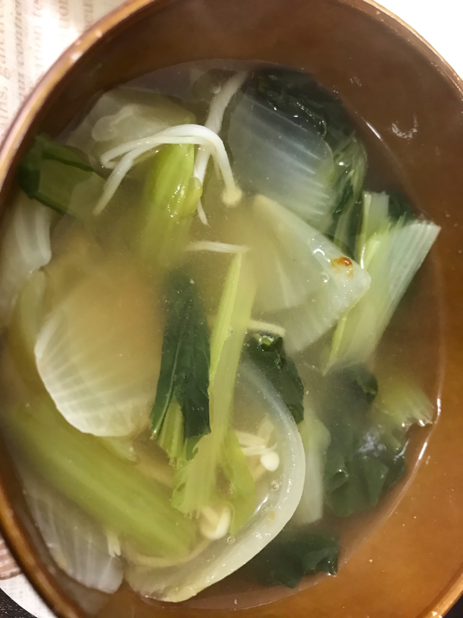 玉葱しめじ小松菜スープ