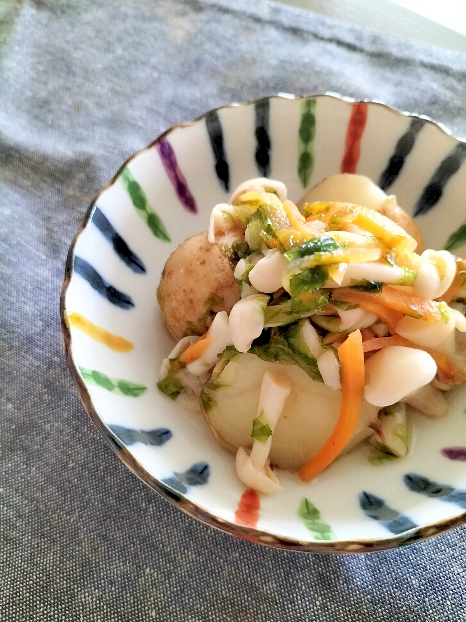 新じゃがと生あおさのきのこ煮♪