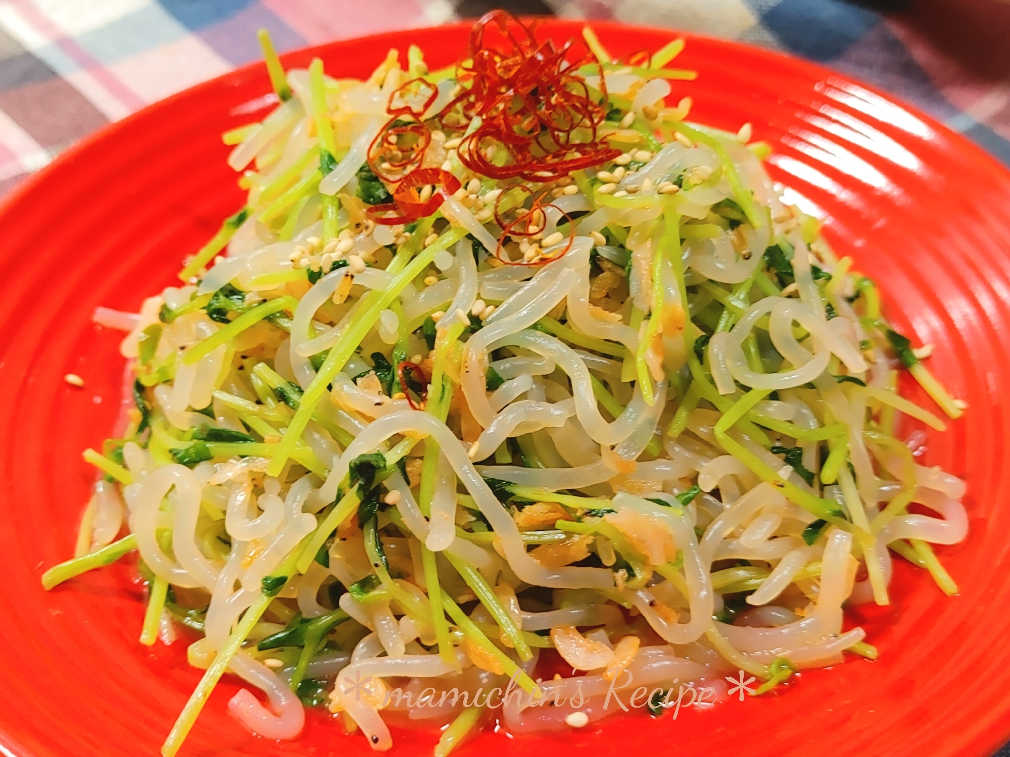 豆苗と白滝のナンプラー炒め