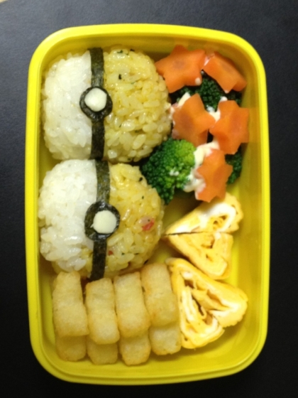 キャラ弁　ポケモン　モンスターボール弁当　簡単