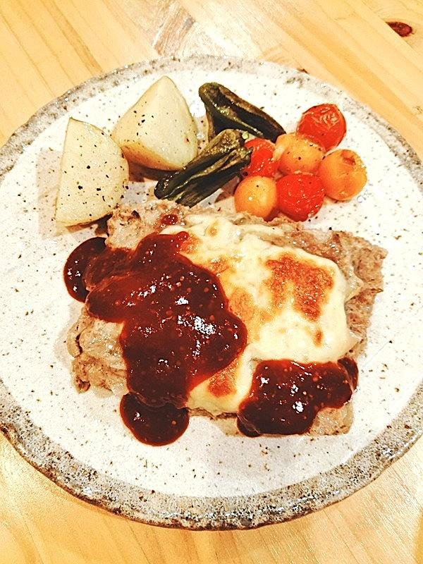 オーブンで～丸めないチーズハンバーグ