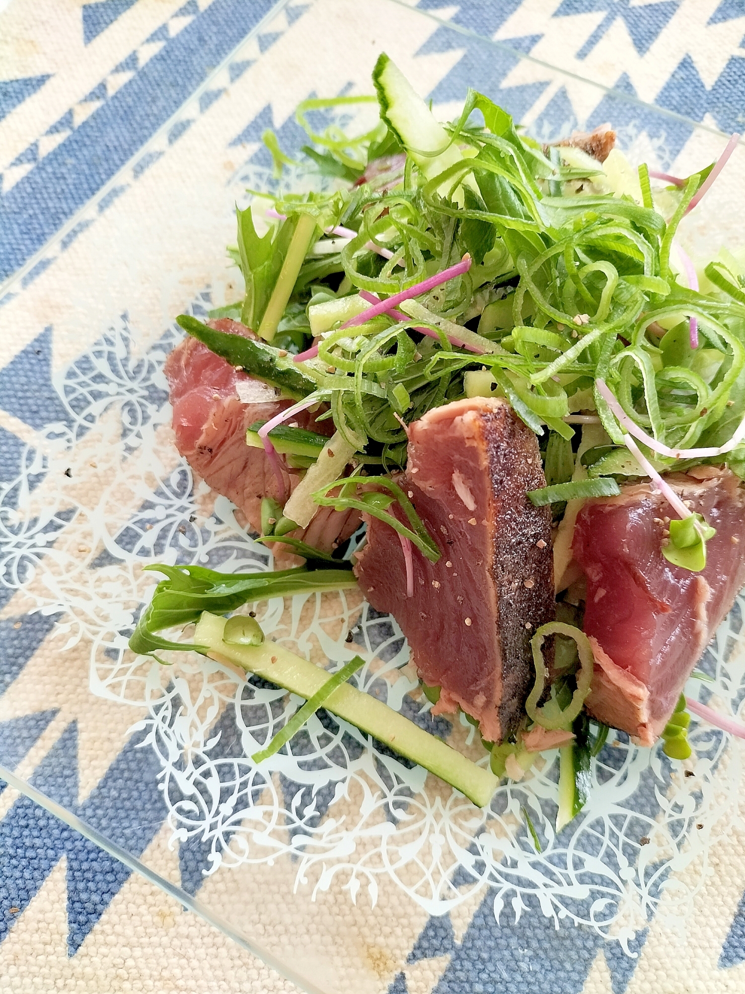 鰹のたたきのねぎきゅうり和え♪