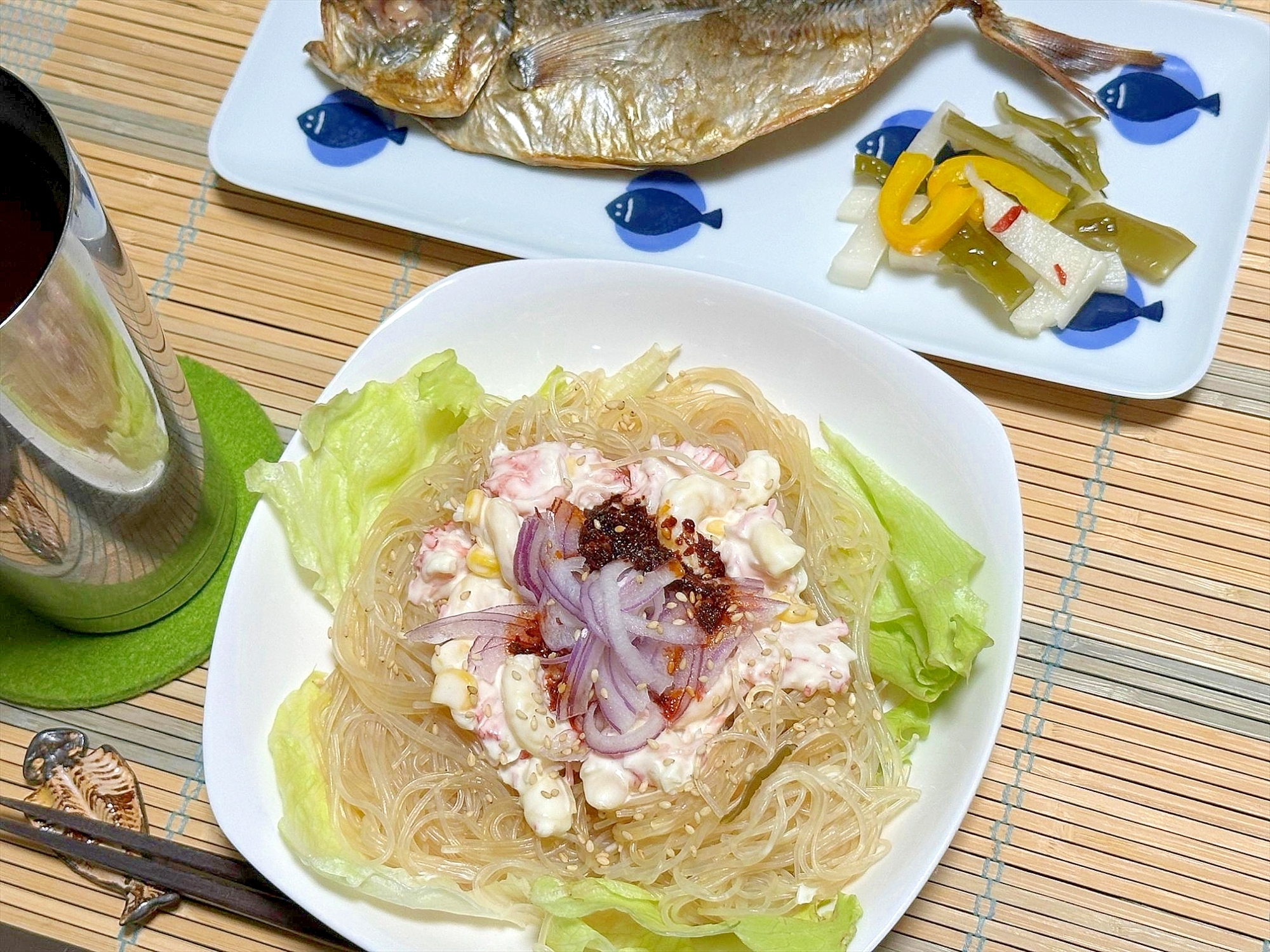 こう見えて主食張ります！酢醤油春雨がかに風サラダ風