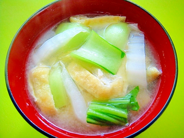 白菜とチンゲン菜油揚げの味噌汁