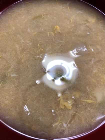 鶏つくねの茹で汁で作るかきたまスープ