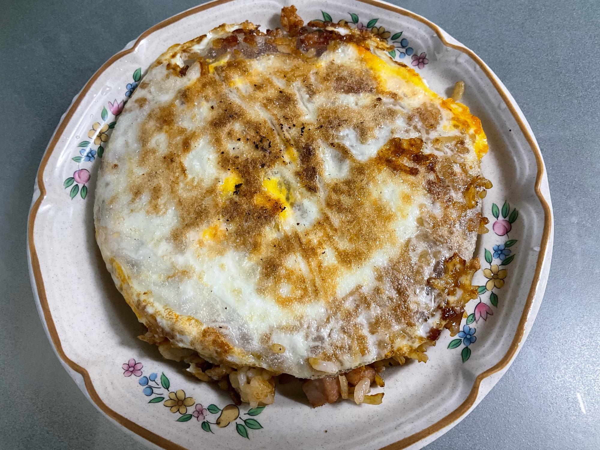 ライスペーパーでお好み焼き風そば飯