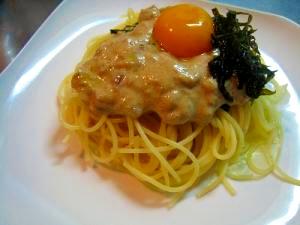 まぐろの漬けのパスタ