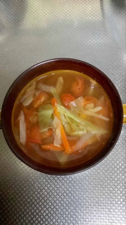 ミニトマトたくさん入れて作りました♪
今年初の洋風スープ美味しくできました(^o^)
レシピありがとうございました♪