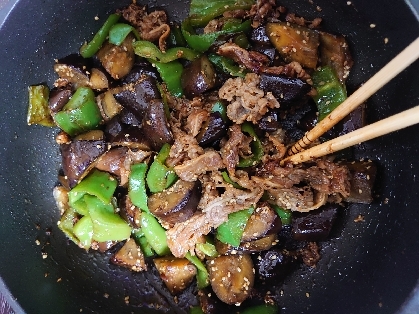 牛肉と茄子とピーマンの味噌炒め