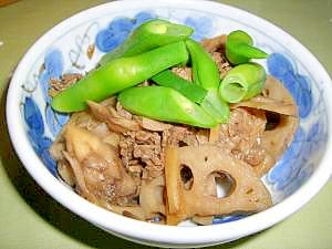 しょうがを利かせたレンコンと牛肉の煮物