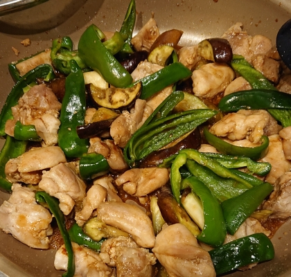 鶏とナスのソース炒め